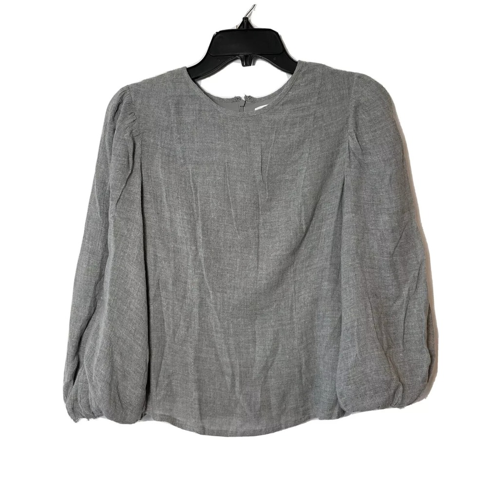 Amanda Uprichard Blouse Top Womens S Gray Balloon Long Sleeve‎ Wool Blend